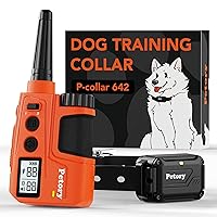Petory Dog Training Collar with Remote- 3/4 Mile Range Dog Shock Collar for 10-120lbs Dogs, Waterproof Rechargeable e Collar with Boost Shock(1-30), Beep(1-8), Vibration(1-16), Safe Shock(0-99)