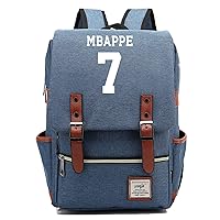 Teens Large Capacity Lightweight Laptop Bagpack-Kylian Mbappe Graphic Knapsack Casual Canvas Student Book Bag