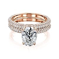 Kobelli Olena Oval Moissanite Lab Diamond-Coated Bridal Ring Set 14k Gold