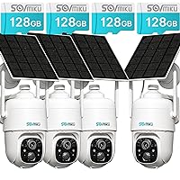 512GB Sovmiku 4CQ1 AI 2K Solar Security Camera Wireless Outdoor,Battery Powered Camera,Two-Way Audio,PIR Motion Detection,Easy to Setup,Pan/Tilt 360° View,Color Night Vision,Audible Flashlight Siren,S