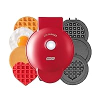 DASH Multi-Plate Mini Maker with 5 Removable Plates for Waffles - 2 Classic Waffle, Heart Waffle, and 2 Griddle Plates