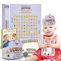 Cradle Plus 100 foods before 1 scratch off poster | w/baby led weaning book, crown and certificate | Baby food idea list and tracker for babies 6 months and up| Baby led weaning cookbook