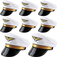 8 Pack Kids Pilot Hats Airplane Captain Hat Airline Pilot Hat for Boys Girls Halloween Party Costume Accessory