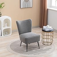 Living Room Chairs, Armless Accent Chair with Rubber Wooden Legs Modern Upholstered Corner Side Chair for Living Room, Bedroom, Office, Hotel Gray As Shown