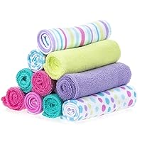 Washcloth Wipes Set for Newborn Boys and Girls, Soft Terry Washcloth Set, Pack of 10, Aqua Bubbles, (010-1201)