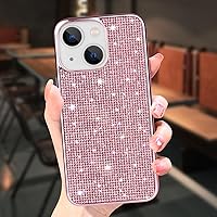 LUVI Compatible with iPhone 15 Plus Bling Diamond Case Glitter for Women 3D Rhinestone Crystal Shiny Sparkly Protective Cover with Electroplate Plating Bumper Luxury Fashion Case Pink