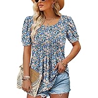 BETTE BOUTIK Womens Summer Tops Pleated Tunic Tops Short Sleeve Tops Shirts Blouses S-3XL