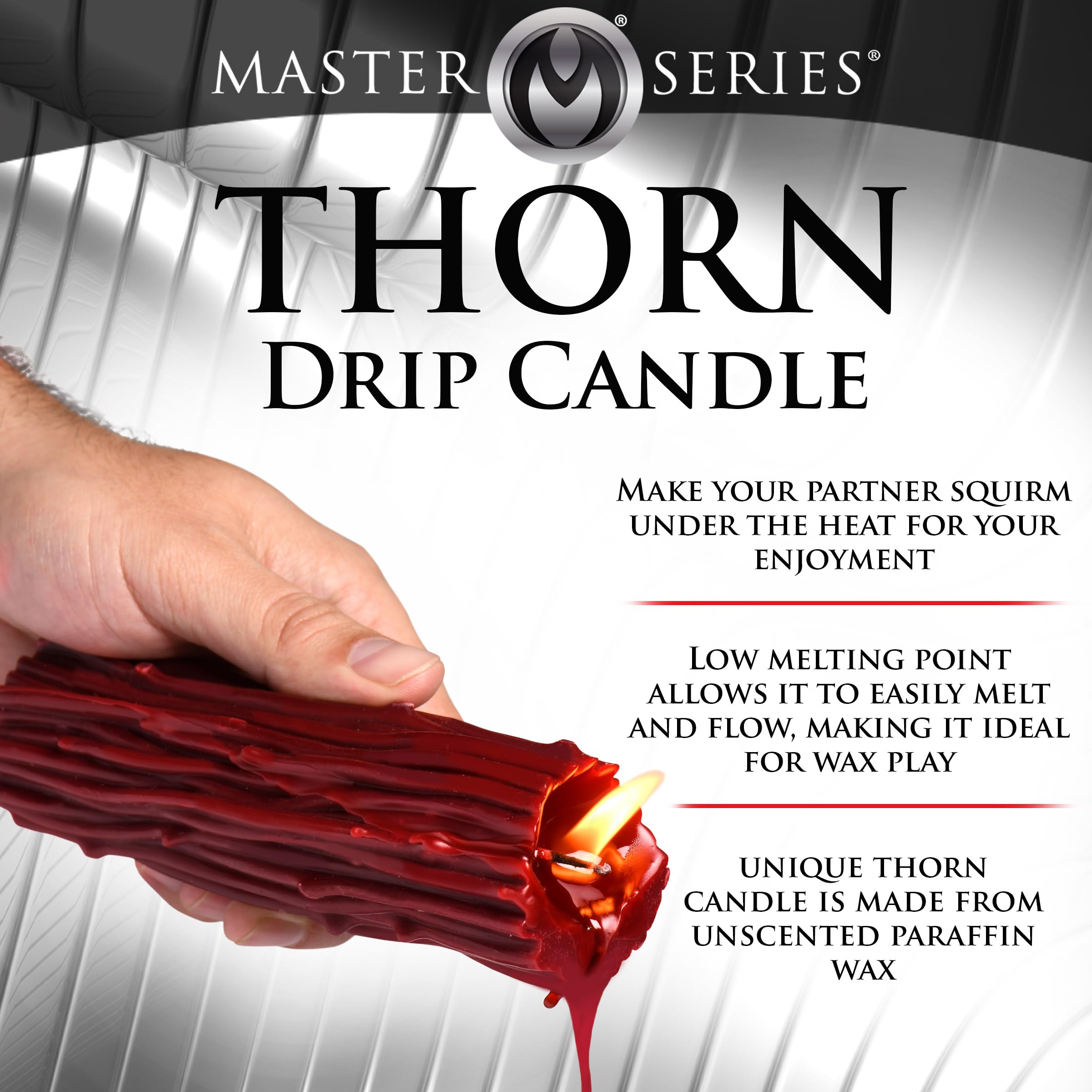 Thorn Drip Candle for Wellness and Relaxation & Romantic Candle Massage. Low Melting Point. Unscented Paraffin Body Wax. Perfect Spa Gift for Self-Care. 1 Piece, Red.