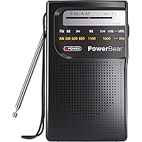 Portable Radio | AM/FM, 2AA Battery Operated with Long Range Reception for Indoor, Outdoor & Emergency Use | Radio with Speaker & Headphone Jack (Black)
