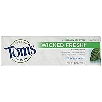 Tom's of Maine Wicked Fresh Cool Fluoride Toothpaste, Peppermint, 4.7 Ounce (Pack of 6)