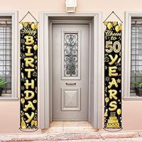 50th Birthday Party Banner Decorations for Women Men 50 Year Old Door Banners Signs Black Gold Cheers to 50 Years Brithday Party Supplies Welcome Porch Sign for Indoor Outdoor (50th)