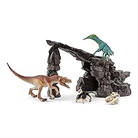 Schleich Dinosaurs, Dinosaur Gifts for Boys and Girls, Dinosaur Playset Cave and Realistic Dinosaur Figures, 7 pieces, Ages 4+