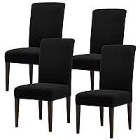 Dining Room Chair Slipcovers Parsons Chair Covers Set of 4 Stretch Dining Chair Covers Removable Washable Kitchen Chair Covers Chair Protector Covers for Dining Room,Party,Hotel(Black)