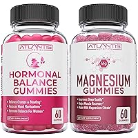 Hormonal Balance & Magnesium Gummies for Muscle Cramps, PMS Gummies Alleviate Bloating & Mood Swings, Magnesium Helps Prevent Cramps & Promotes Muscle Recovery - 60 Vegan Gummies Per Bottle