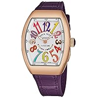 Vanguard Color Dreams Womens 18K Rose Gold Swiss Quartz Watch Tonneau Silver Face with Luminous Hands and Sapphire Crystal Purple Leather/Rubber Strap Ladies Watch V 32 SC at FO COL DRM