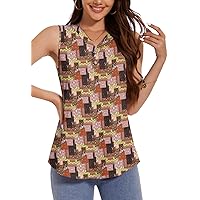 ALIGADUO Womens Summer Loose Fit Camisole Tank Tops V Neck Sleeveless Shirts Casual Blouse Button Up Tunic