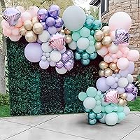 GIHOO 150pcs Mermaid Tail Balloon Garland Arch Kit, Mermaid Theme Girl Birthday Party Decorations Under the Sea Mermaid Balloons Baby Shower Party Supplies