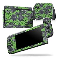 Compatible with Nintendo DSi XL - Skin Decal Protective Scratch-Resistant Removable Vinyl Wrap Cover - Lime Green and Gray Digital Camouflage