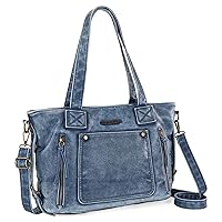 Montana West Tote Bag for Women Washed Leather Multi Pocket Shoulder Purses with Crossbody Strap