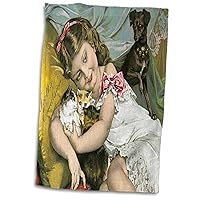 Scotts Emulsion Cute Little Girl with Kittens and a Puppy - Towels (twl-169868-1)