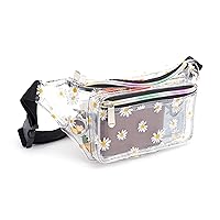 Holographic Rave Shiny Transparent Flower Fanny Pack - 80s 90s Colthing Accessories Outfits Girls Cute Fashion Waist Bag Belt Bags for the Party,Festival-Transparent Flower