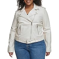 Women's Belted Faux Leather Moto Jacket (Regular & Plus Size)