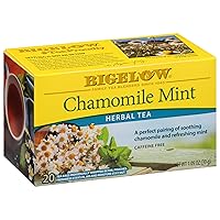 Bigelow Tea Chamomile Mint Herbal Tea, Caffeine Free Tea with Chamomile Mint, 20 Count Box (Pack of 6), 120 Total Tea Bags