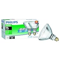 Philips 429373 Halogen PAR38 90 Watt Equivalent Dimmable Flood Standard Base Light Bulb, 2 Pack