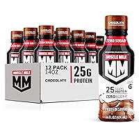 Genuine Protein Shake, Chocolate, 14 Fl Oz Bottle, 12 Pack, 25g Protein, Zero Sugar, Calcium, Vitamins A, C & D, 6g Fiber, Energizing Snack, Workout Recovery, Packaging May Vary
