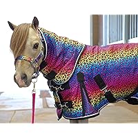 Rainbow Cheetah 220 Mid-Weight Hooded Bellyband Blanket (Rainbow Cheetah, 48-50