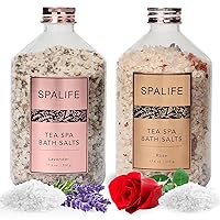 Tea Spa Petal-Infused Effervescent Mineral Bath Salts - Lavender & Rose, 2-Pack 17.6 oz. ea for Relaxing Aromatherapy and Soothing Soaks