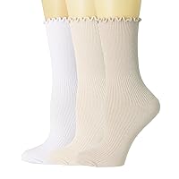 SRYL Ruffle Ankle Socks for Women's,Casual Cute Turn-Cuff Socks Soft Breathable Knit Cotton Lettuce Frilly Crew Socks Girls