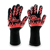Extreme Heat Resistant Gloves - BBQ Gloves, Hot Oven Mitts, Charcoal Grill, Smoking, Barbecue Gloves for Grilling Meat Gloves, Insulated, Silicone Non-Slip Grips, U.S. Safety Tested - BBQ Dragon