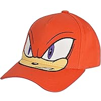 Sonic The Hedgehog Kids Baseball Cap, Knuckles Adjustable Hook and Loop Baseball Hat with Curved Brim, Red, One Size