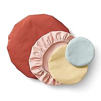 Esembly Bowl Caps - Reusable Bowl Covers in Pack of 4 - Waterproof, Washable Lids for Leftover Food, Fruits and Snacks - (Sea Glass, Barley, Blush, Clay), 4-Pack Various Sizes