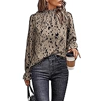 GORGLITTER Blouse Women's Elegant Long Sleeve Top with Ruffles Blouse with Stand-Up Collar Shirt Blouse Tunic Blouses Autumn