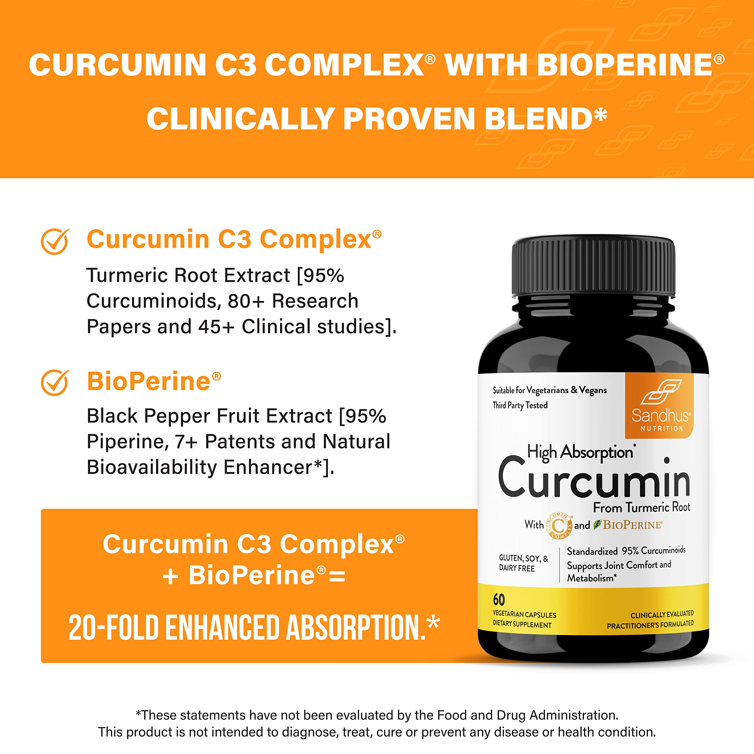 Sandhu's Quercetin 1000mg Capsules Bioflavonoids & Curcumin C3 Complex with bioperine| Immune Health Support| Cardiovascular Health| Joint Support| Keto, Non-GMO