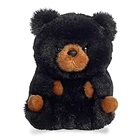 Aurora® Round Rolly Pet™ Cuddles Black Bear™ Stuffed Animal - Adorable Companions - On-The-Go Fun - Black 5 Inches