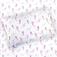 3-Piece Mermaid Sheet Set | 1 Twin Flat Sheet, 1 Twin Fitted Sheet & 1 Queen Pillowcase | 100% Softly Brushed Microfiber Polyester | Soft, Smooth & Durable | Ideal for Kids | Multicolor