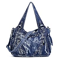 Casual Washed Denim Shoulder Bags Top Handle Lady's Hobo Bags Women Purses And Handbags