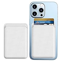 Magnetic Phone Wallet, Mag safe Wallet with Minimalist Pocket Cards Sleeve, Slim RFID Blocking Mag safe Card Holder for Back of iPhone 15/14/13/12, White