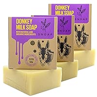 Unscented Soap Bar for Body & Face - Made with Donkey Milk, Natural and Organic Ingredients. Gentle Soap – For All Skin Types – 5oz Bar (Pack of 3)