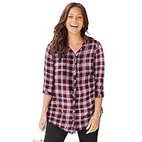 Catherines Women's Plus Size Effortless Pintuck Plaid Tunic