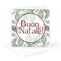 3dRose Red and Green Italian Christmas BUON Natale Botanical - Greeting Card, 6 by 6-inch (gc_298764_5)