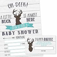 50 Fill in Deer Baby Shower Invitations, 25 Baby Shower Diaper Raffle Tickets For Baby Shower Boy, Hunting Camping Camo Fill or Write in Card, Diaper Raffle Cards, Baby Shower Invitation Inserts