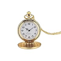 Smooth Vintage Pocket Watch with Chain (Gold)