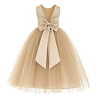 V-Back Satin Junior Bridesmaid Gown Flower Girl Dress Wedding Reception 219