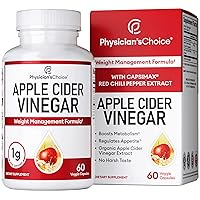 Organic Apple Cider Vinegar Capsules - Weight Loss Support (W/ Patented Capsimax ), Weight Management for Women & Men, Promotes Appetite Management, Metabolism Support, 60 Apple Cider Vinegar Pills
