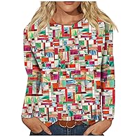 Sexy Blouses for Women Round Neck Trendy Graphic Tees Long Sleeve Slim Fit T-Shirt Casual Going Out Outfits