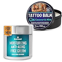 Bundle 2-in-1 Organic Face Moisturizer for Men, Anti Aging Moisturizing Face Cream & Tattoo Balm Aftercare Brightener for Old Tattoos